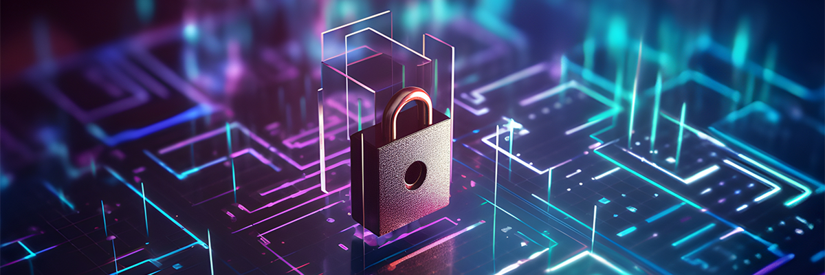 lock imposed over a computer hardboard conveying cybersecurity